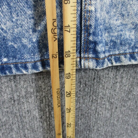 VINTAGE Chic Skirt Womens 7 Blue Acid Wash Denim Jean Short 80s 90s Made In USA - Picture 13 of 14
